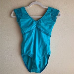 Class In Cap Sleeve Leotard, Light Blue Lace, Medium